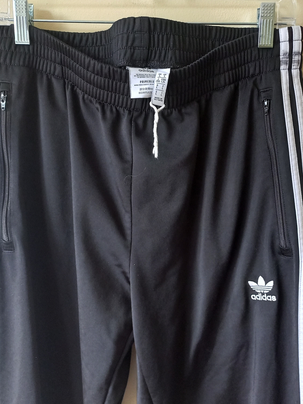 Adidas Primeblue Fire Bird Black Track Pants with White Stripes
